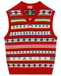 KENZO - Logo Jacquard Knit Vest - Lyst