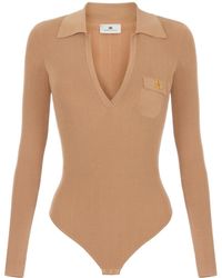 Elisabetta Franchi - Ribbed-Knit Logo-Plaque Sweater - Lyst