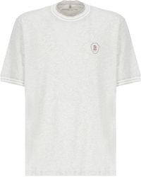 Brunello Cucinelli - Logo Embroidered Crewneck T-Shirt - Lyst