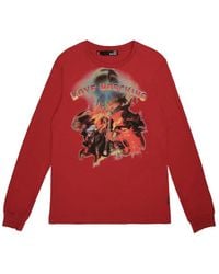 Moschino - T-Shirt With Round Neck And Long Sleeves - Lyst