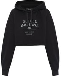 Dolce & Gabbana - Logo Printed Cropped Hoodie - Lyst