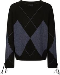 Pinko - Argyle-Pattern Frayed-Detail Sweater - Lyst