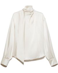 MAX&Co. - Scarf-Detailed Silk-Satin Blouse - Lyst