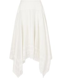 STAUD - Ainsley Asymmetrical Lace Trim Midi Skirt - Lyst