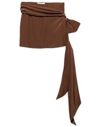 Prada - Crepe De Chine Draped Mini Skirt - Lyst