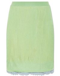 Versace - Lace-Trim Viscose-Blend Ribbed Knit Midi Skirt - Lyst
