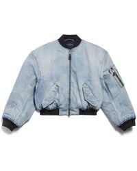 Balenciaga - Standard Zip-Up Denim Bomber Jacket - Lyst