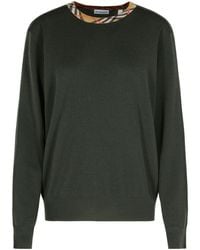 Burberry - Checked Neck Knitted Jumper - Lyst