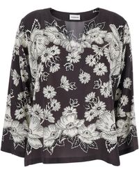 P.A.R.O.S.H. - Floral Print V-Neck Blouse - Lyst