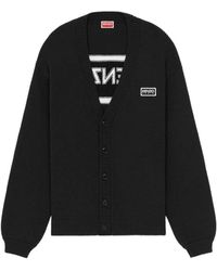 KENZO - Logo Intarsia Buttoned Cardigan - Lyst