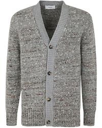 Lardini - Mélange Button-Up Ribbed-Trim Cardigan - Lyst
