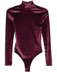 Mugler - High-Neck Velvet Bodysuit - Lyst