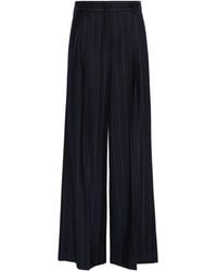 Weekend by Maxmara - Stretch-Virgin Wool Pinstripe Wide-Leg Trousers - Lyst