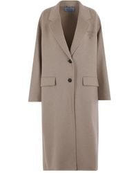 Prada - Logo Printed Oversized-Fit Coat - Lyst