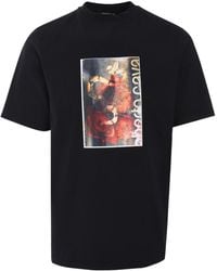 Roberto Cavalli - Distressed-Effect Rose-Print T-Shirt - Lyst