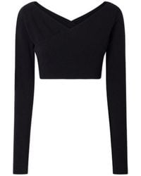 Alaïa - Cotton-Blend Stretch-Crepe Cropped Top - Lyst