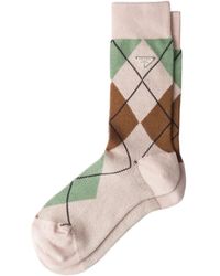 Prada - Triangle-Logo Checked Socks - Lyst