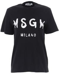 MSGM - Logo Printed Crewneck T-Shirt - Lyst