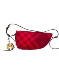 Burberry - Mini Shield Check-Pattern Bell-Charm Shoulder Bag - Lyst