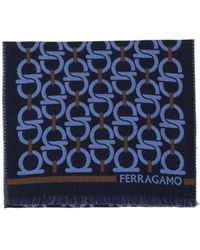 Ferragamo - Gancini-Pattern Fringed Scarf - Lyst