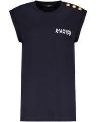 Balmain - Button-Shoulder Logo T-Shirts - Lyst