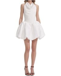 Self-Portrait - Halterneck Gathered Mini Dress - Lyst