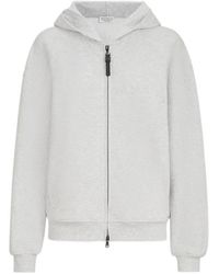 Brunello Cucinelli - Cotton Smooth French-Terry Topwear With Shiny Zipper-Pull - Lyst
