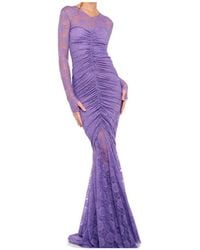 Norma Kamali - V Neck Shirred Front Fishtail Gown - Lyst