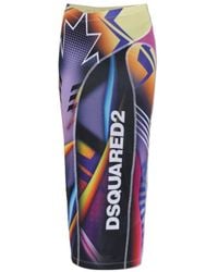 DSquared² - Logo-Print Panelled Skirt - Lyst