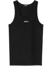 Versace - Logo Cotton Tank Top - Lyst