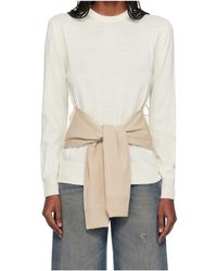 MM6 by Maison Margiela - Long-Sleeved Wool Blend Knit Sweater - Lyst