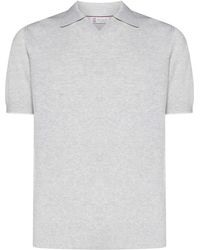Brunello Cucinelli - Fine-Knitted Ribbed Polo Shirt - Lyst