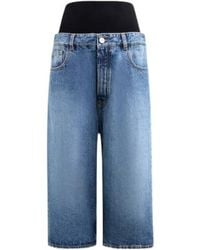 Alaïa - Denim Knitted-Band Bermuda Shorts - Lyst