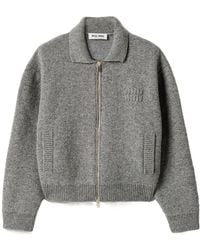 Miu Miu - Shetland Wool And Cashmere Zipper Cardigan - Lyst