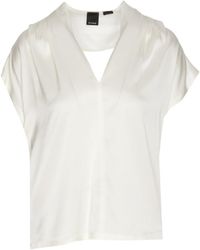 Pinko - V-Neck Stretch Satin Blouse - Lyst