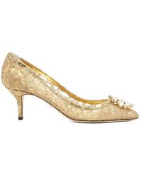 Dolce & Gabbana - Belluci Embellished Lace Pumps - Lyst