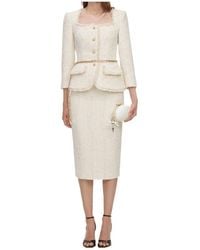 Self-Portrait - Bouclé Chain-Belt Midi Skirt And Jacket Set - Lyst