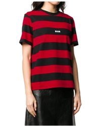 MSGM - Stripe Logo Print Short-Sleeved T-Shirt - Lyst