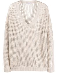 Brunello Cucinelli - V-Neck Knitted Jumper - Lyst