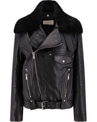 Saint Laurent - Biker Leather Jacket With Removable Collar - Lyst