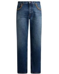 Etro - Straight-Leg Cotton Denim Jeans With Contrasting Details - Lyst