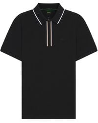 BOSS - Short-Sleeved Zip-Up Polo Shirt - Lyst