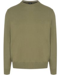 BOSS - Embroidered Logo Cotton Sweater - Lyst