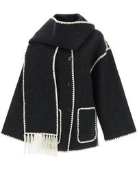 TOTEME - Totême Scarf Detailed Fringed-Edge Coat - Lyst
