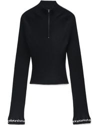 Alexander Wang - Logo Detailed Half-Zip Sweater - Lyst