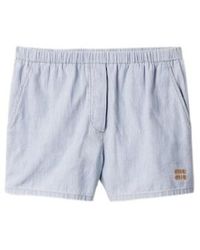 Miu Miu - Striped Chambray Bermudas - Lyst