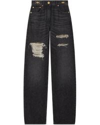 Versace - Distressed Straight-Leg Jeans - Lyst