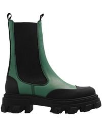 Ganni - Colour Blocked Round Toe Ankle Boots - Lyst