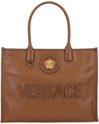 Versace - Medusa Logo Leather Tote Bag - Lyst