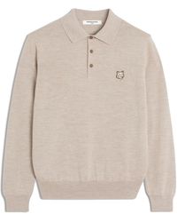 Maison Kitsuné - Maison Kitsuné Fox Head Patch Fine-Knit Polo Shirt - Lyst